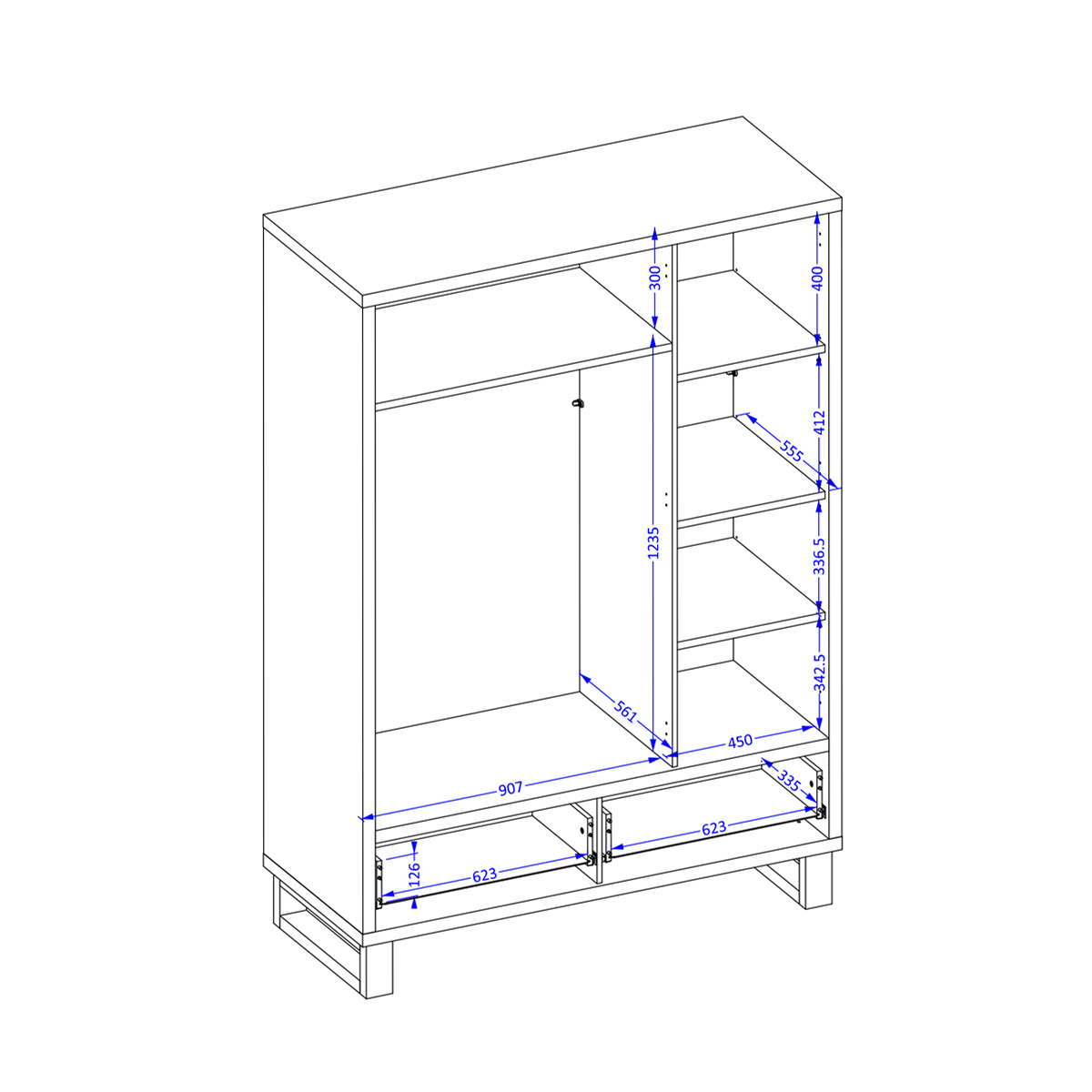 Hvt_Eden_bois_noir_armoire_3portes_dimensions_2