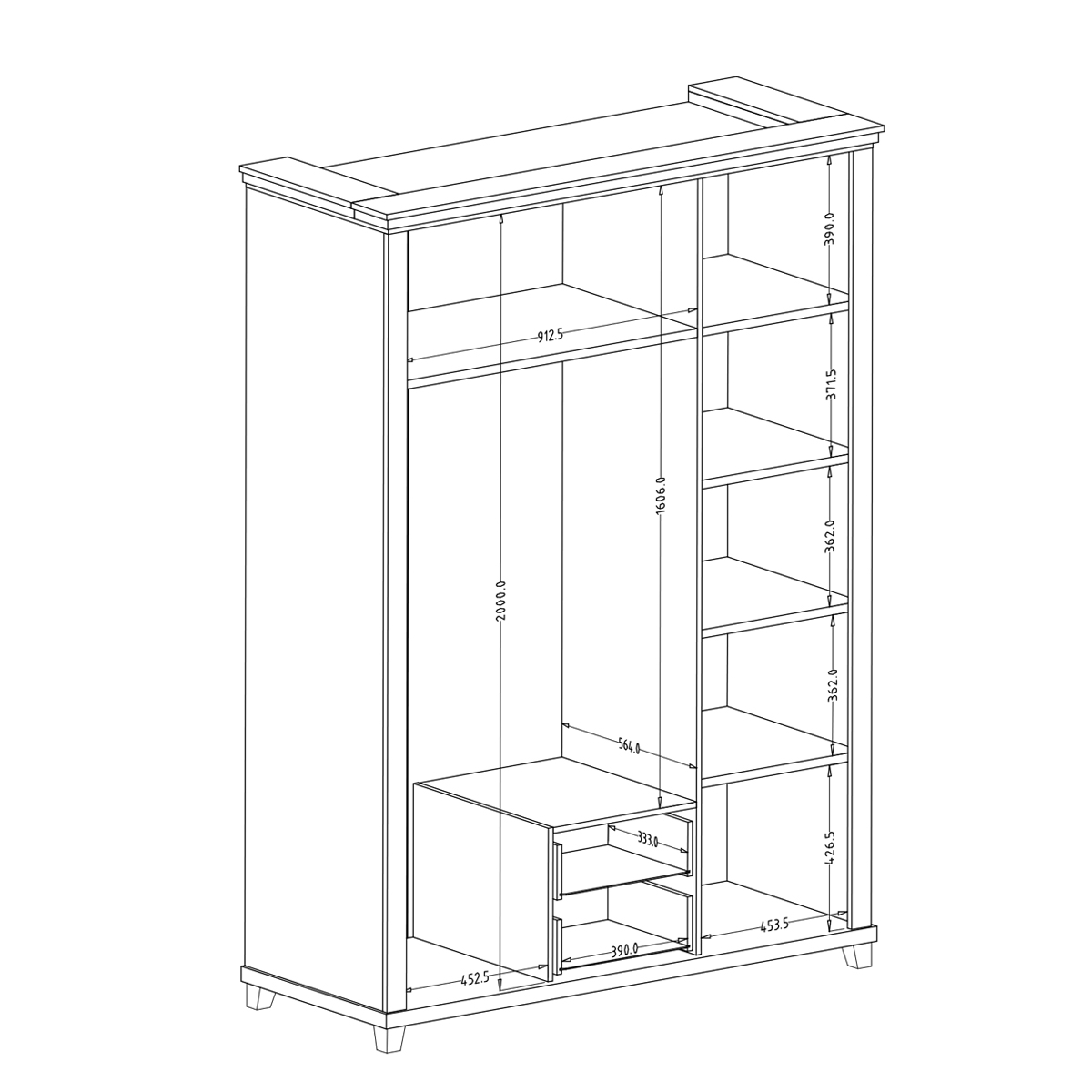 Hvt_Martin_vert_bois_armoire_3portes_dimensions_2