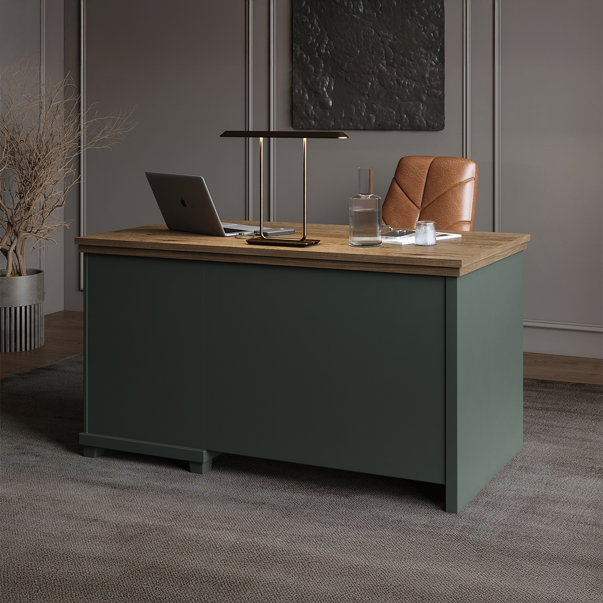Hvt_Martin_vert_bois_bureau_4tiroirs_4