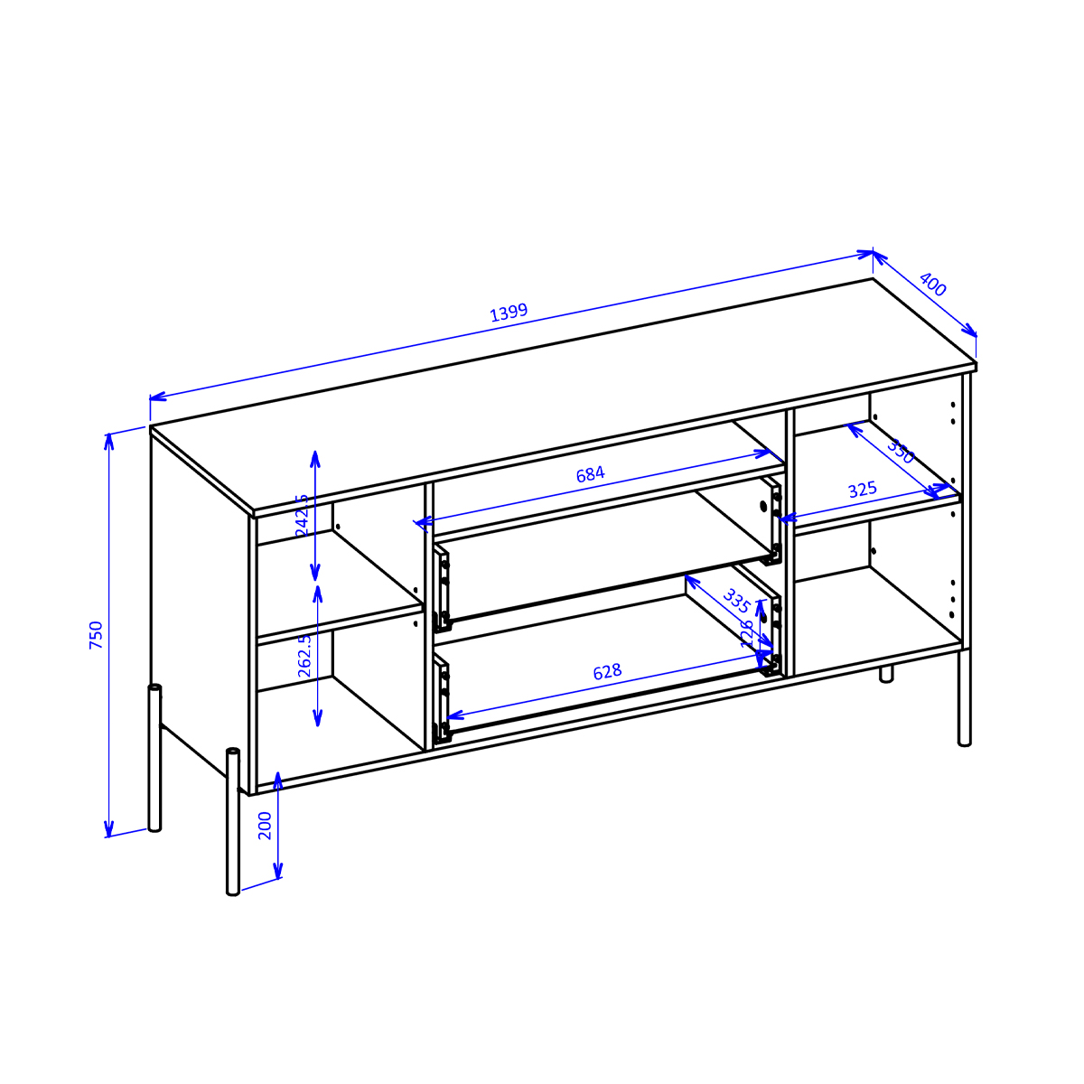 Hvt_Lucilla_buffet_2portes_2tiroirs_dimensions