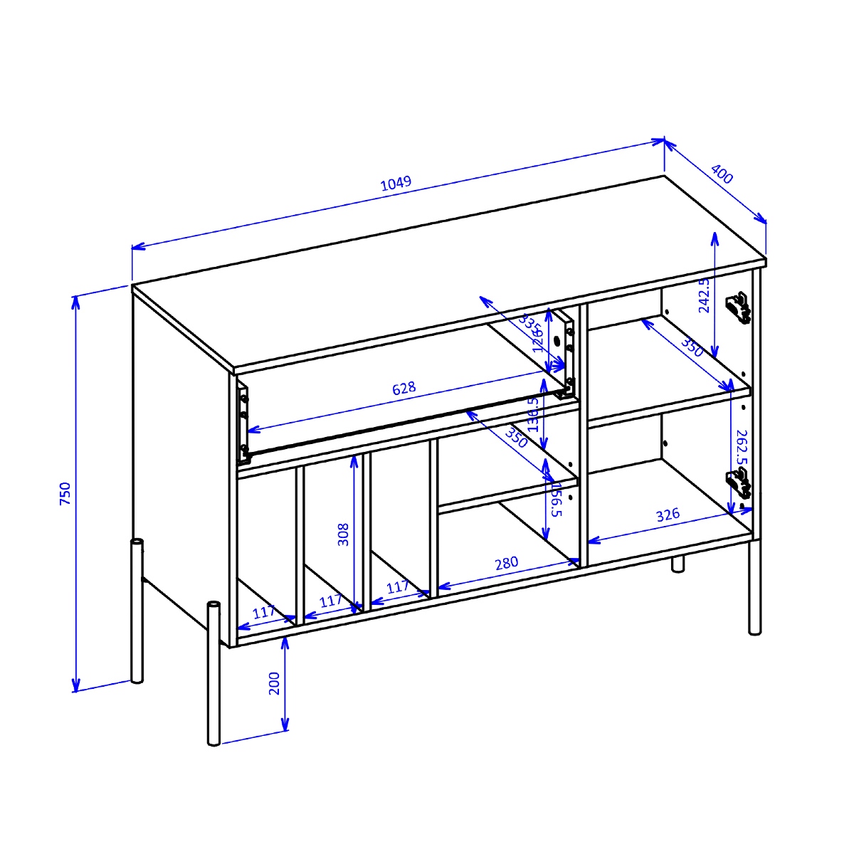 Hvt_Lucilla_buffet_1porte_1tiroir_dimensions