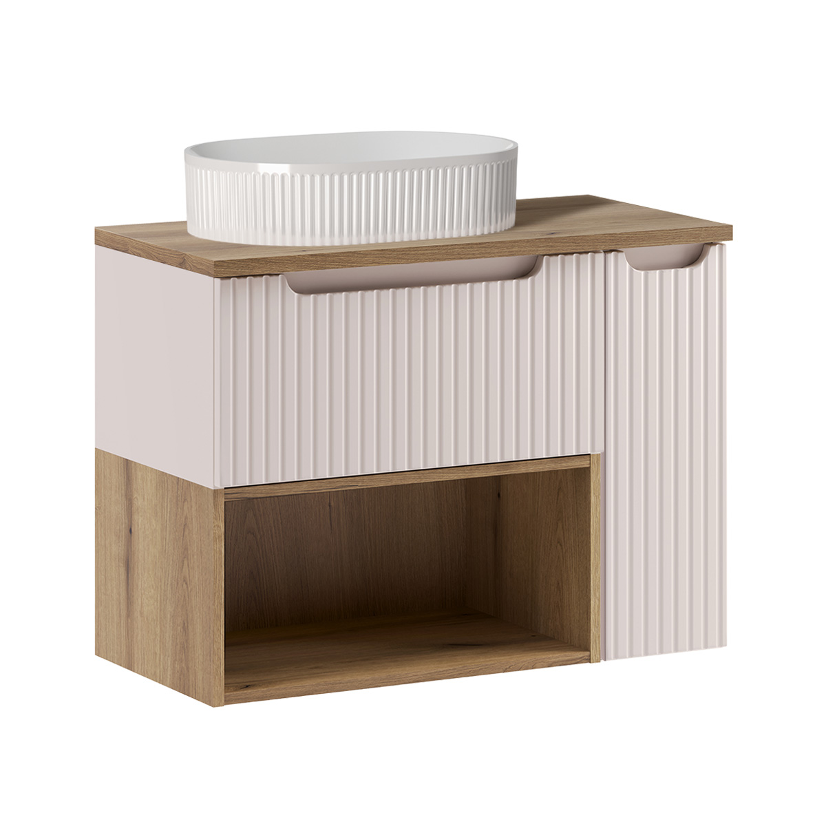 Meuble simple vasque 80cm niche Riva Cachemire et Bois