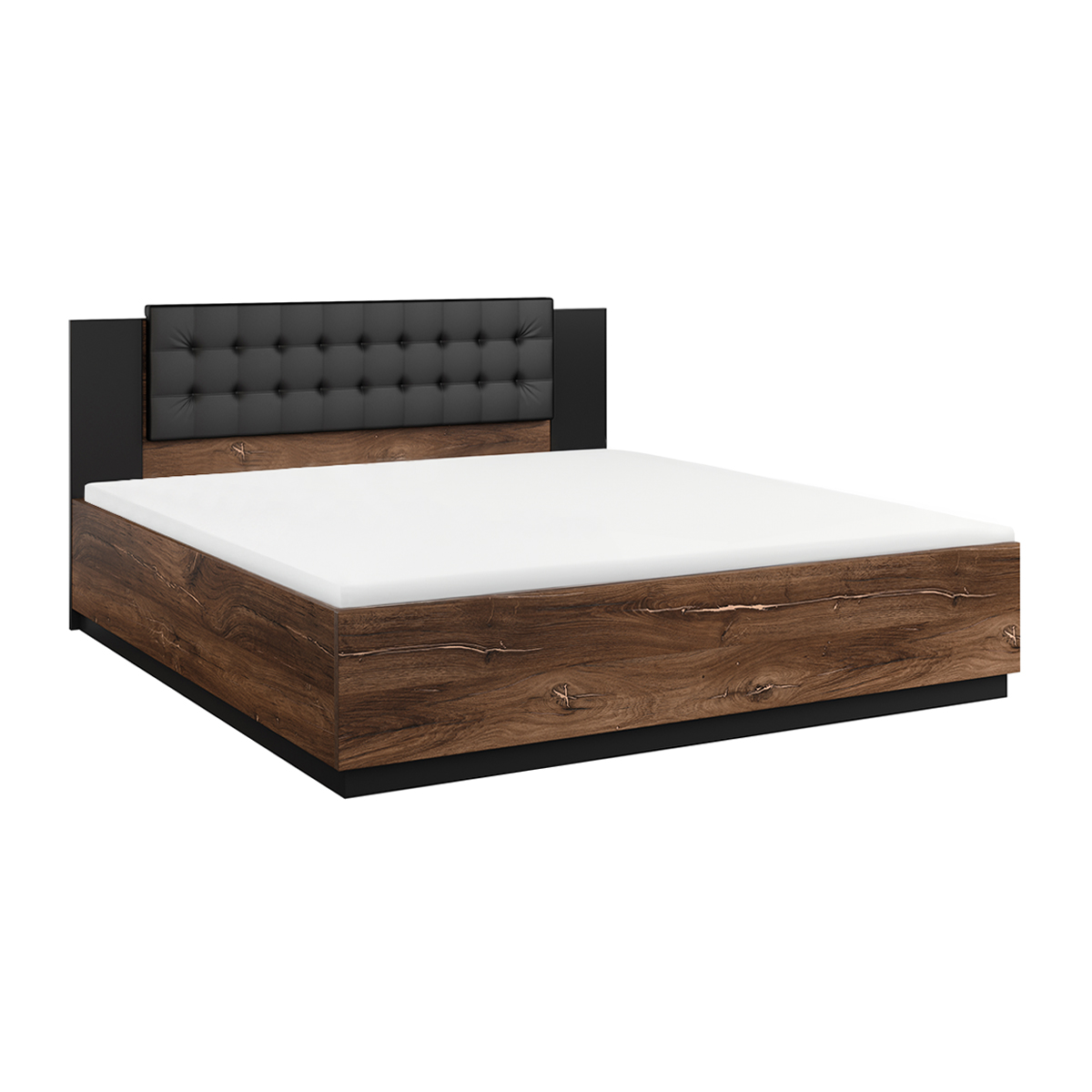 Lit 140x200 sommier inclus Alec Bois foncé et Noir