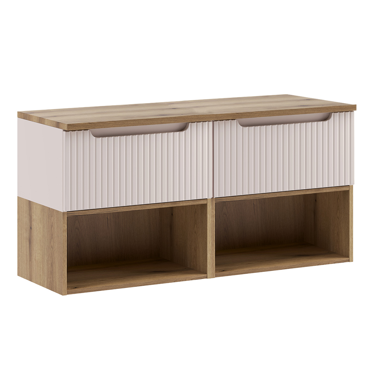 Meuble sous-vasque 120cm plan de toilette Riva Cachemire et Bois