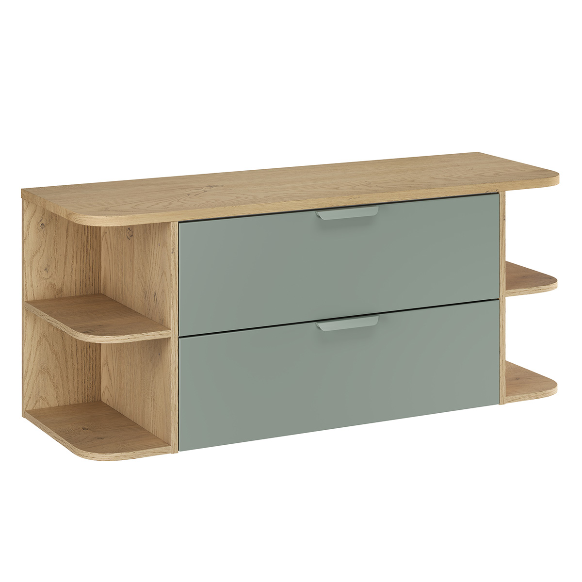 Meuble sous-vasque 120cm niches arrondies plan de toilette Oria Vert mat