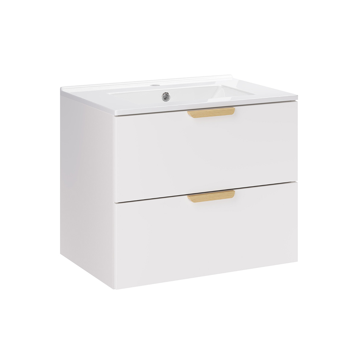 Meuble simple vasque encastrée 60cm Oria Blanc mat