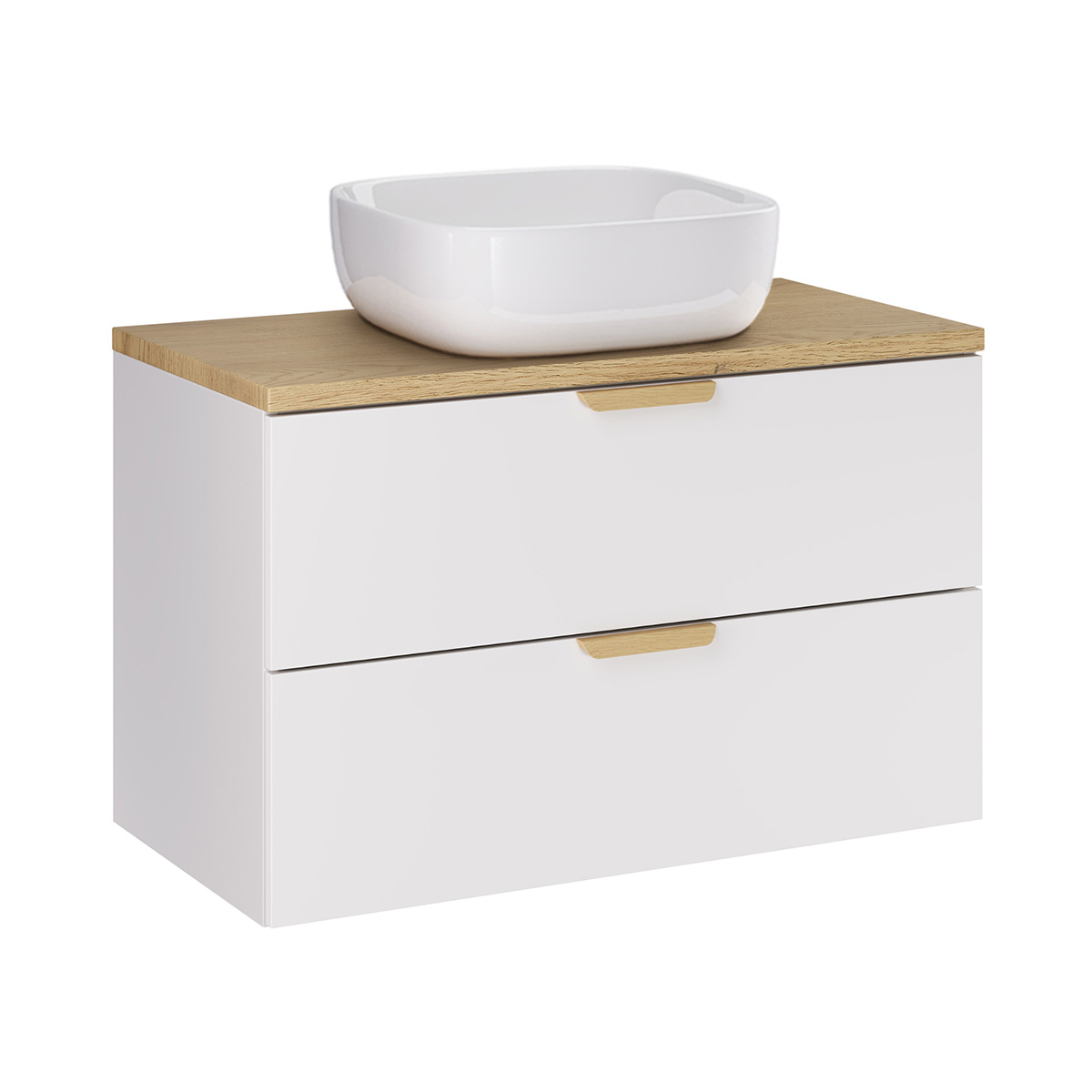 Meuble simple vasque 80cm Oria Blanc mat