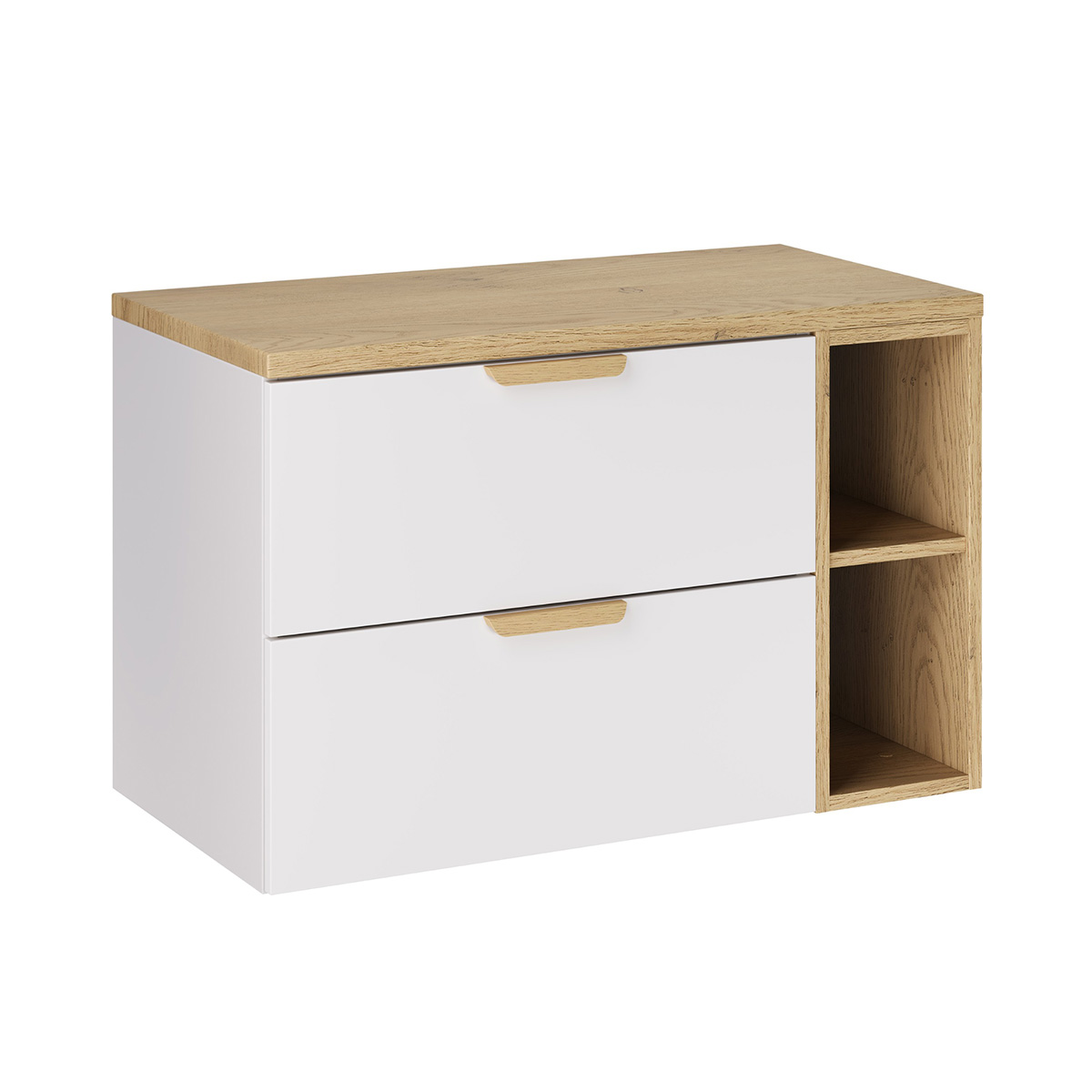 Meuble sous-vasque 80cm 2 niches Oria Blanc mat