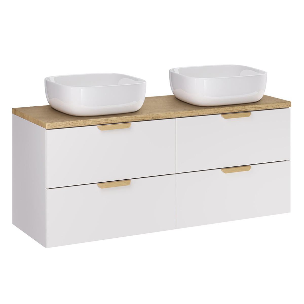 Meuble double vasque 120cm Oria Blanc mat