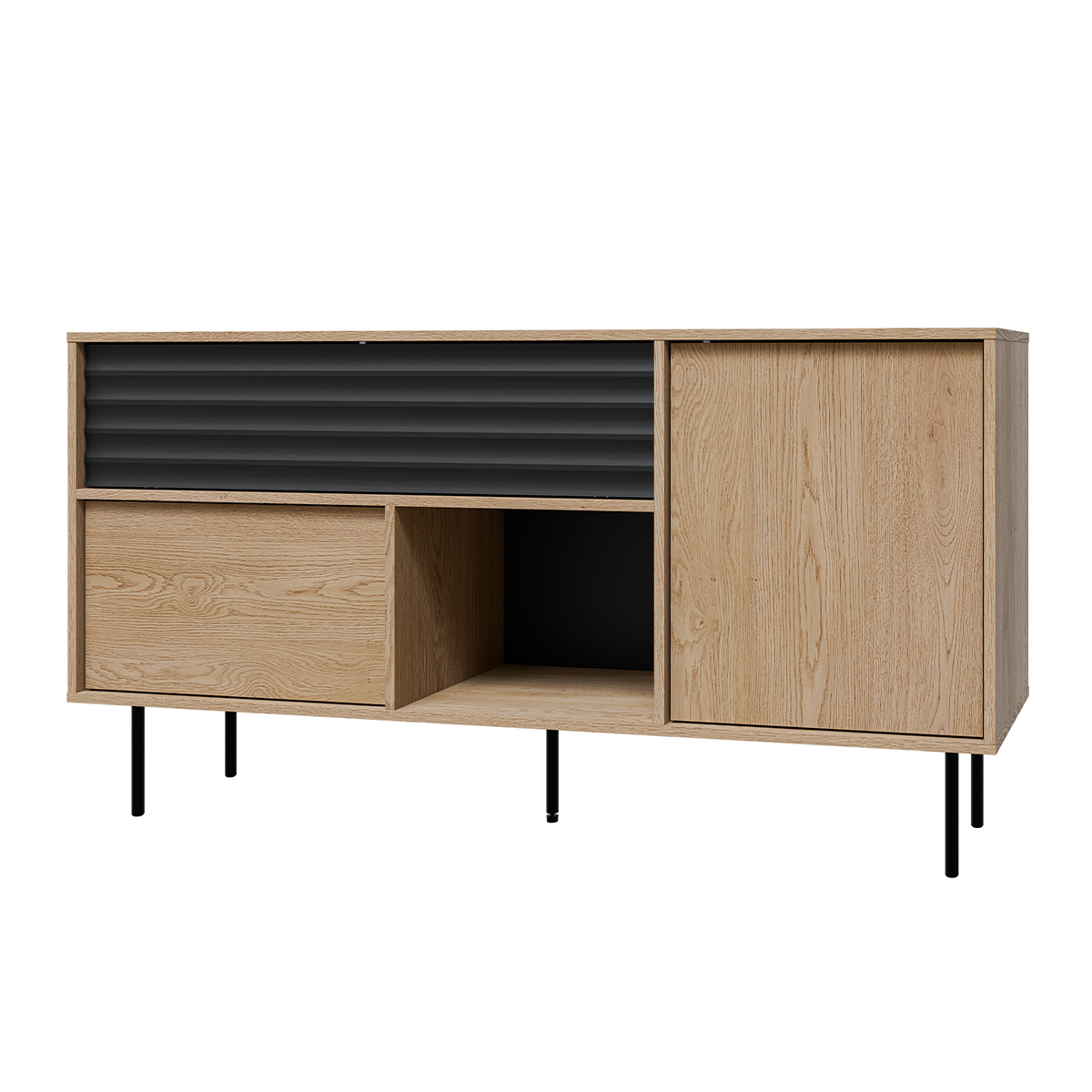 Buffet 2 portes 1 tiroir Astra Bois et Noir