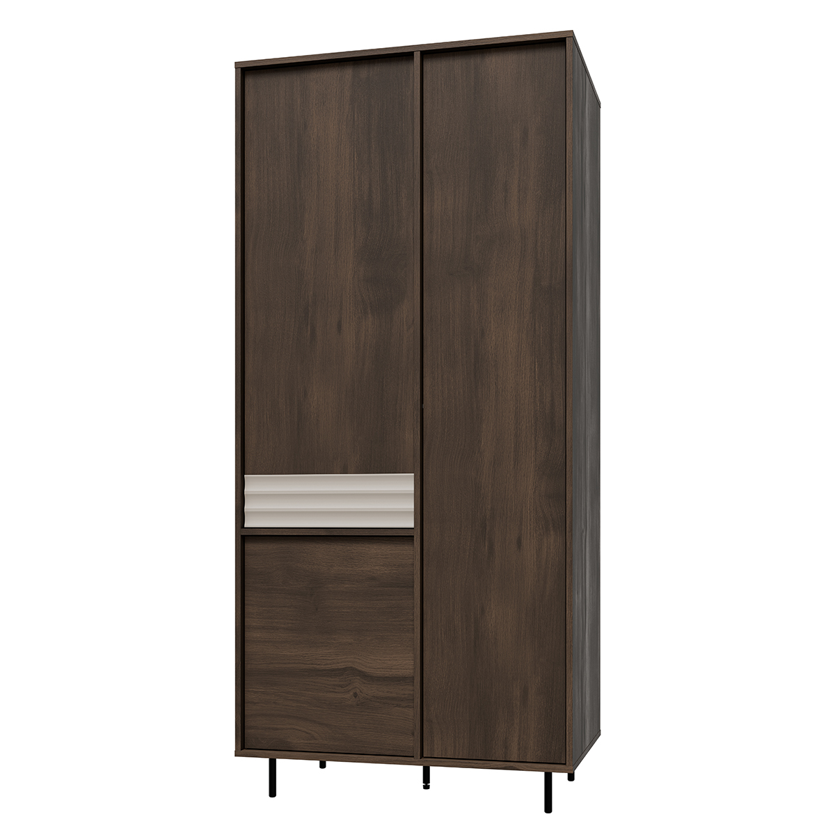 Armoire 3 portes Astra Bois foncé et Cachemire