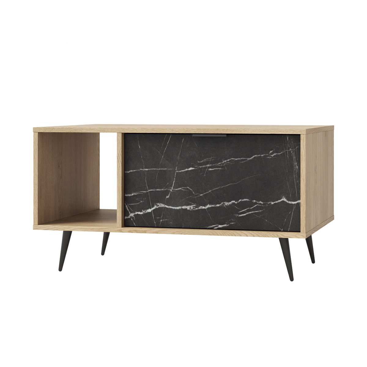 Table basse 1 tiroir Luka Bois et Noir