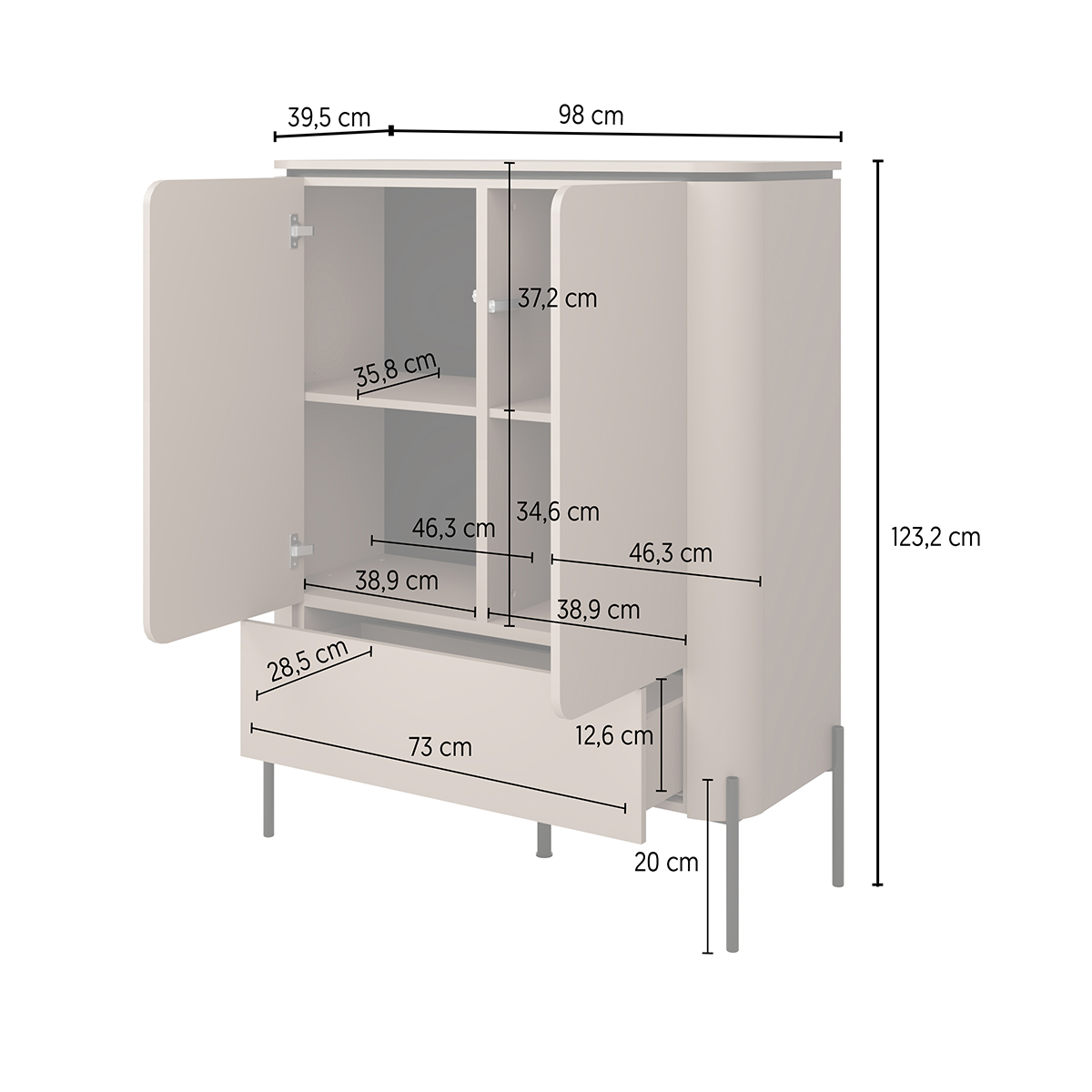 Hvt_Junon_taupe_buffet_haut_2portes_dimensions