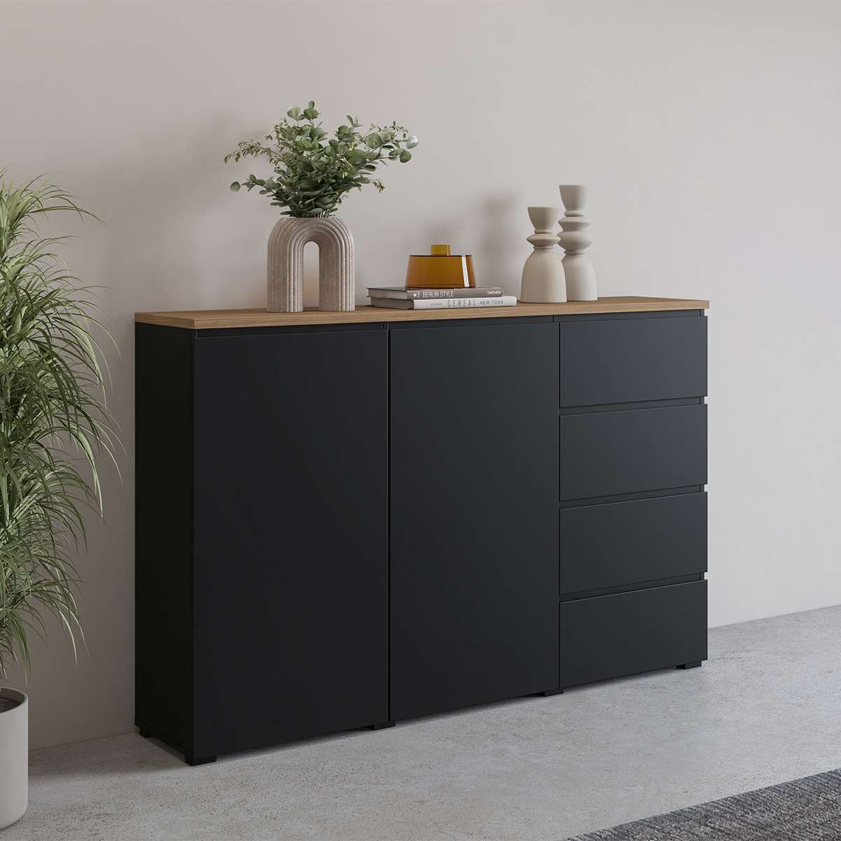 Hvt_Liko_noir_bois_buffet_2portes_4tiroirs_3