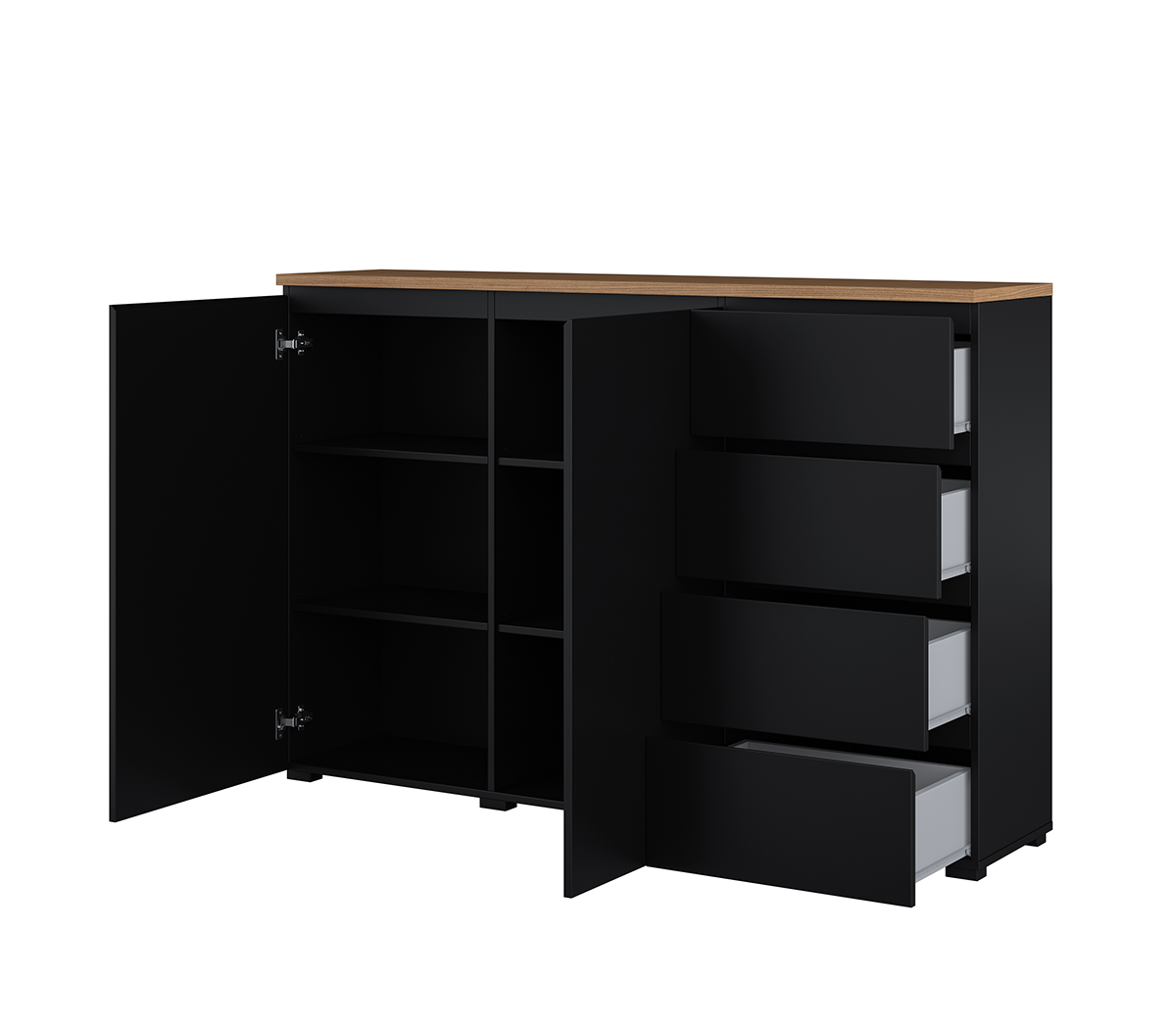 Hvt_Liko_noir_bois_buffet_2portes_4tiroirs_2