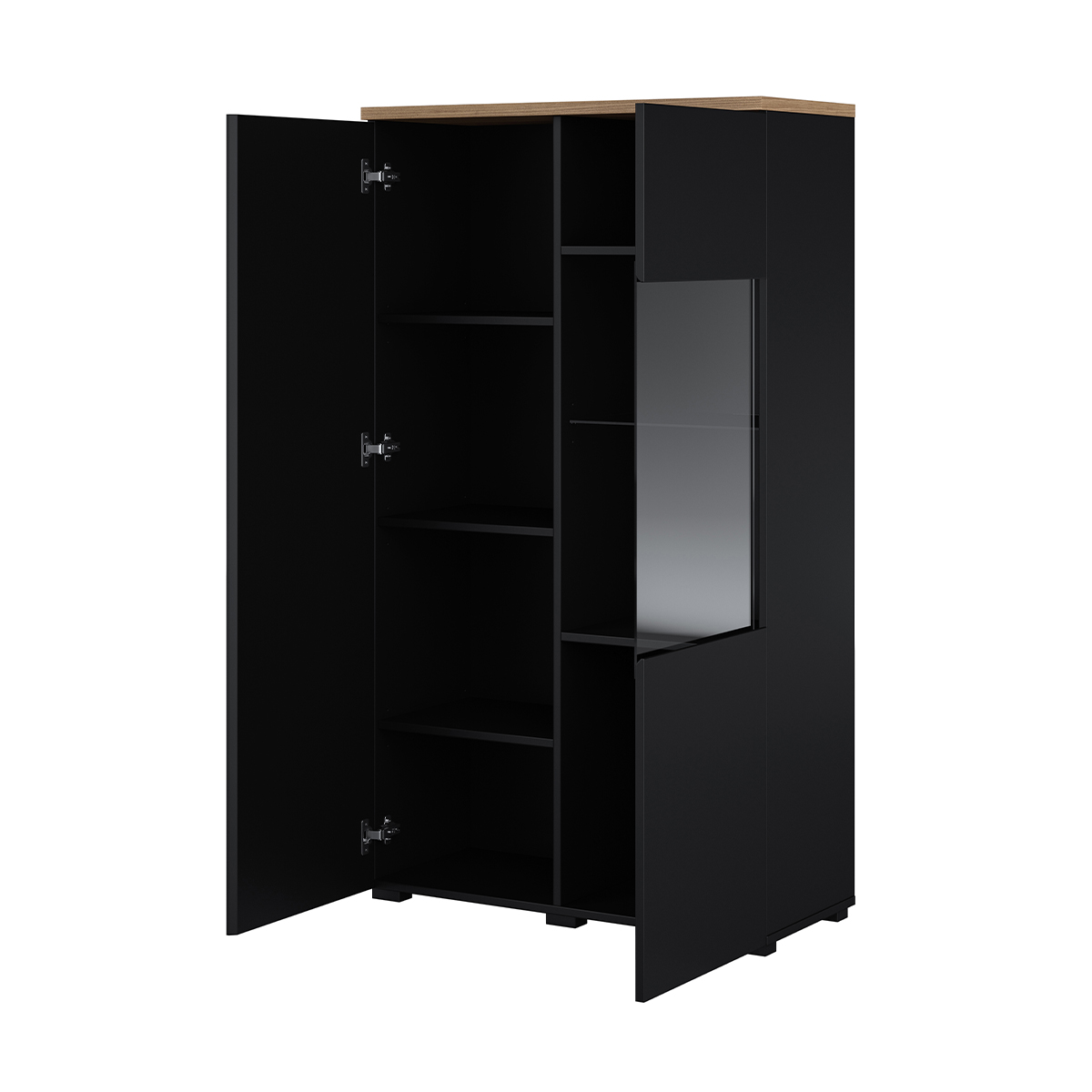 Hvt_Liko_noir_bois_vaisselier_2portes_2