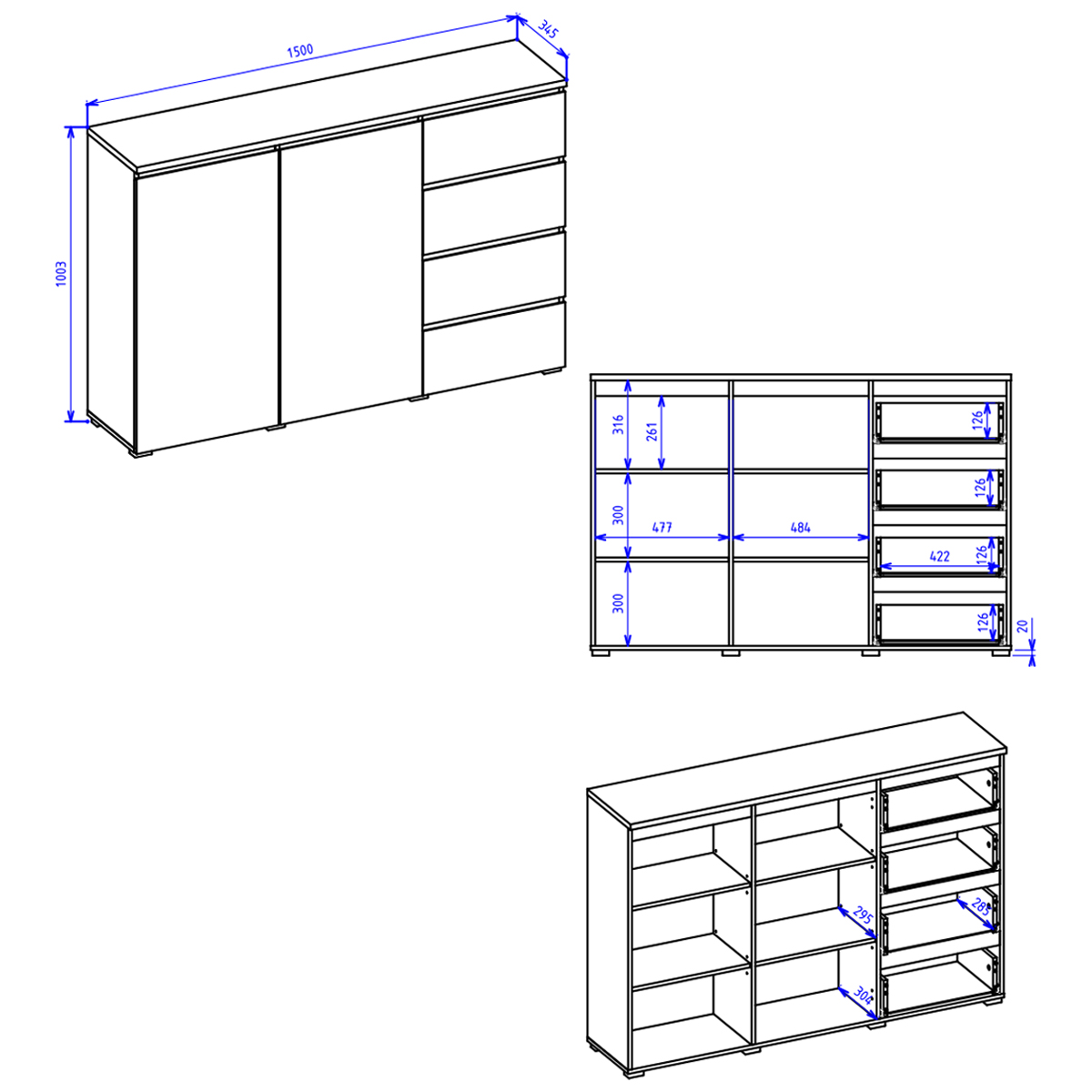 Hvt_Liko_buffet_2portes_4tiroirs_dimensions