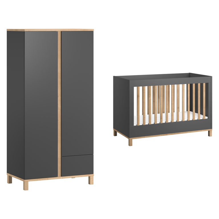 Lit bébé et Armoire Vox Altitude Gris