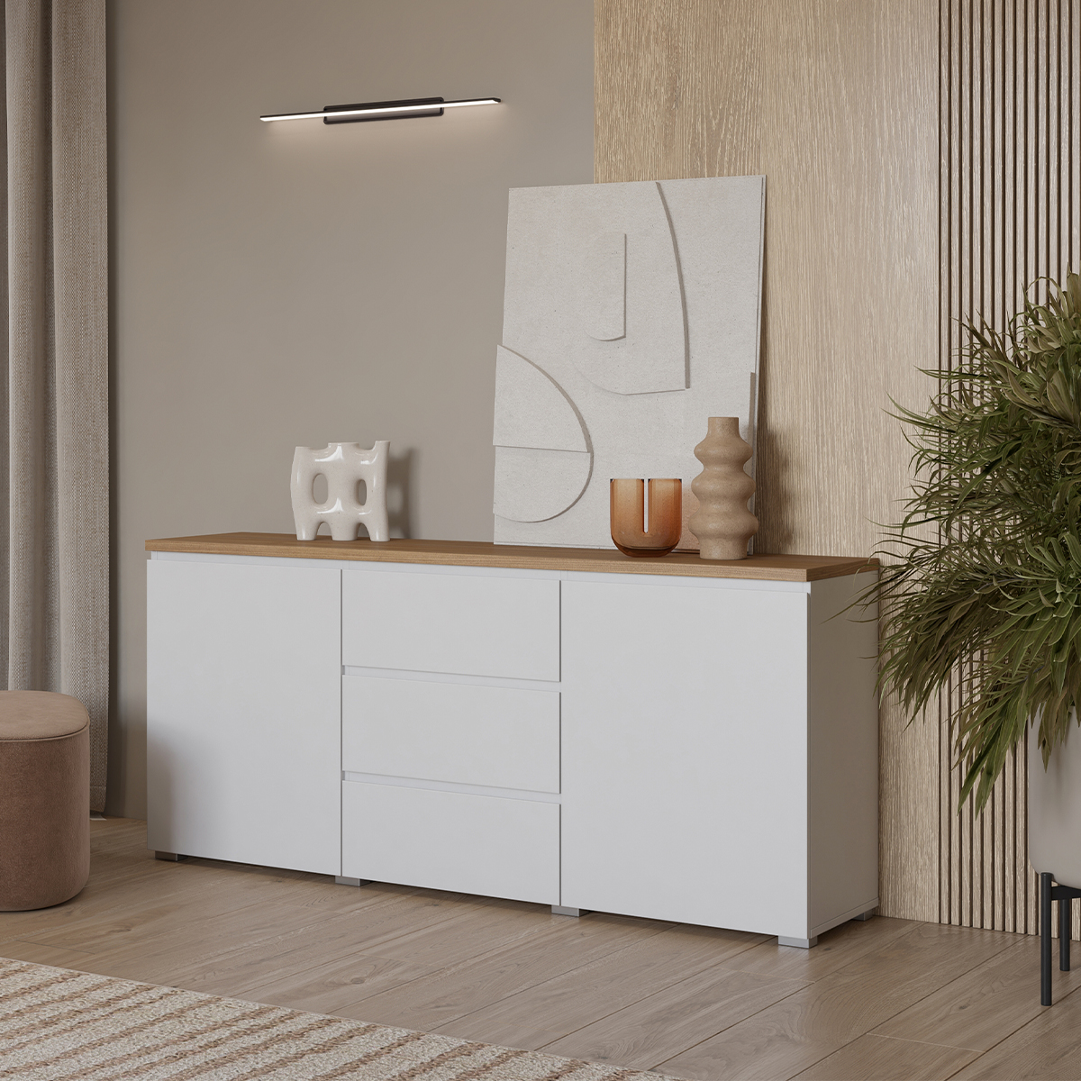 Hvt_Liko_blanc_bois_buffet_2portes_3tiroirs_4