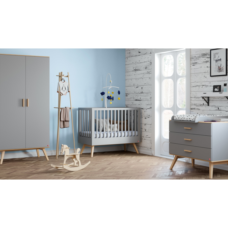 Chambre complète lit bébé évolutif - commode à langer - armoire Vox Nautis Gris