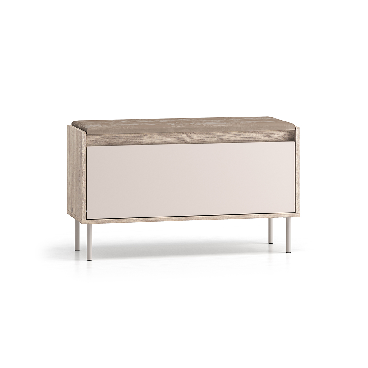 Banc meuble à chaussures long 1 porte Alos Cachemire et Bois