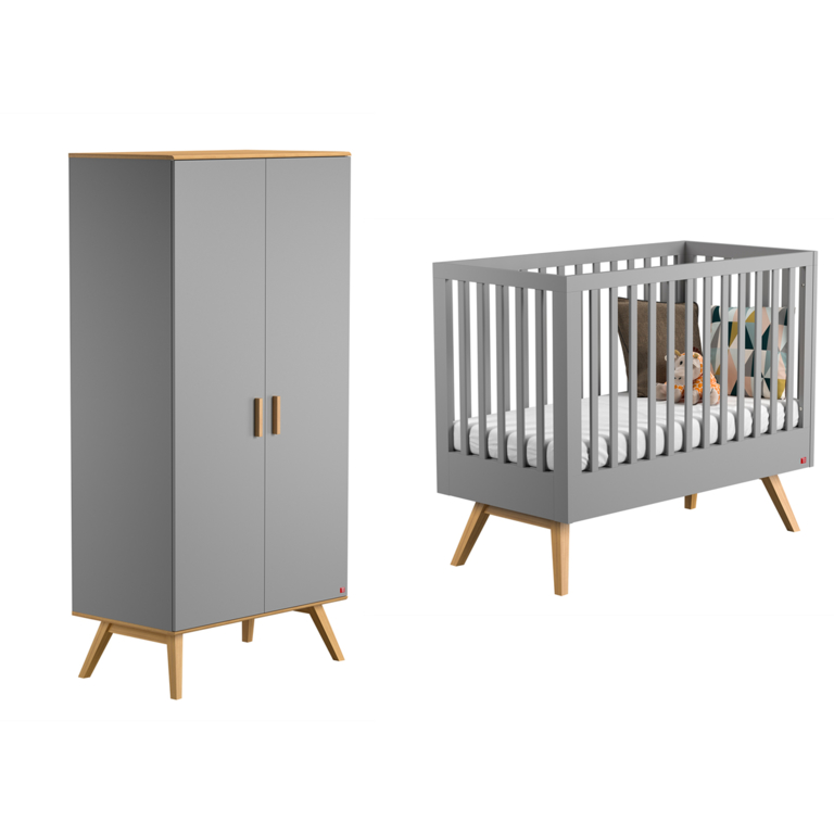 Lit bébé et Armoire Vox Nautis Gris