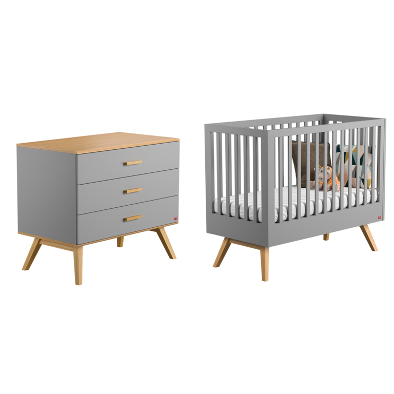 Lit bébé et Commode à langer Vox Nautis Gris