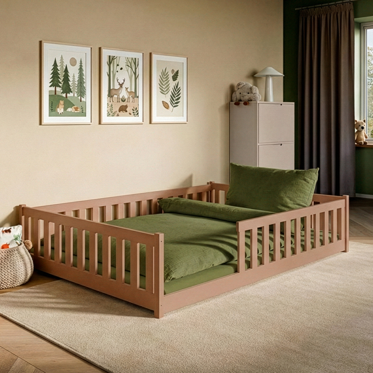 Lit au sol 140x200 sommier inclus Maya Marron