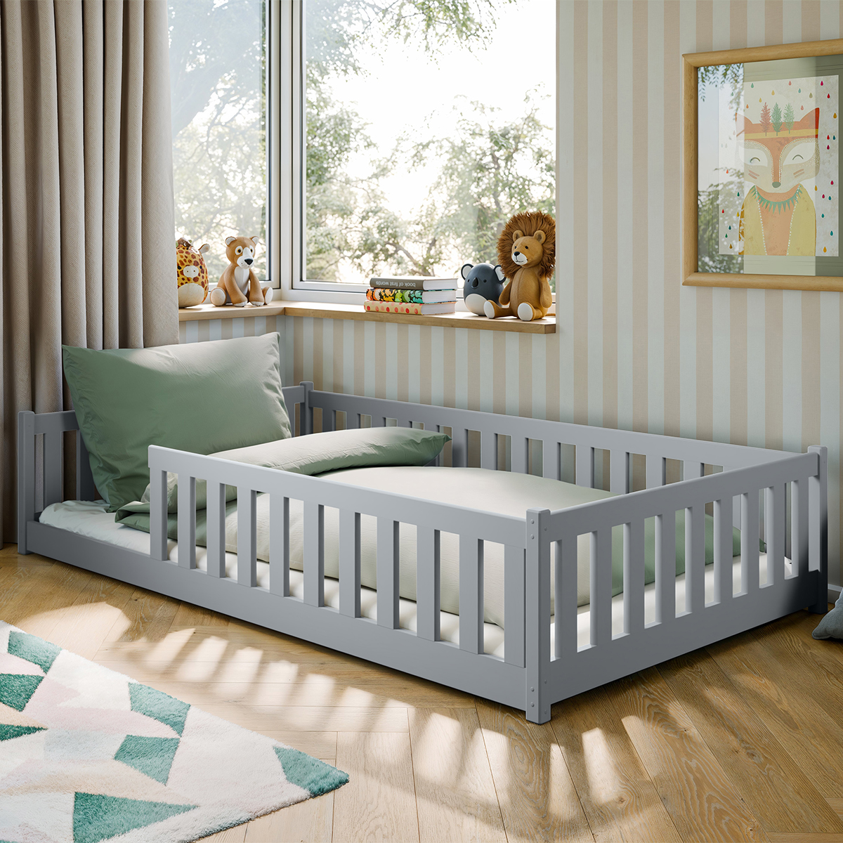 Lit au sol 120x200 sommier inclus Maya Gris