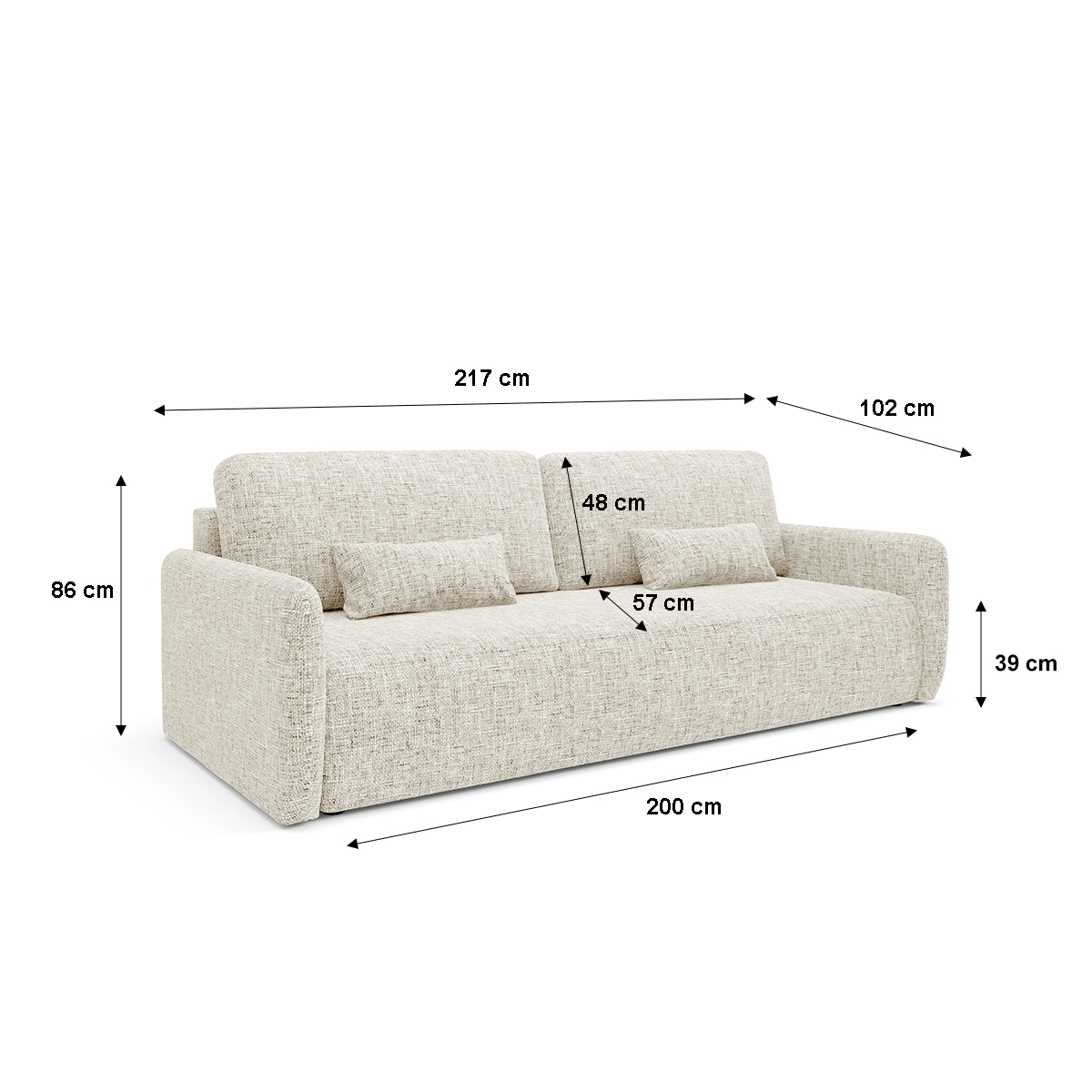 Canapé_convertible_3_places_avec_coffre_Lazare_Blanc_cassé_dimensions-ok