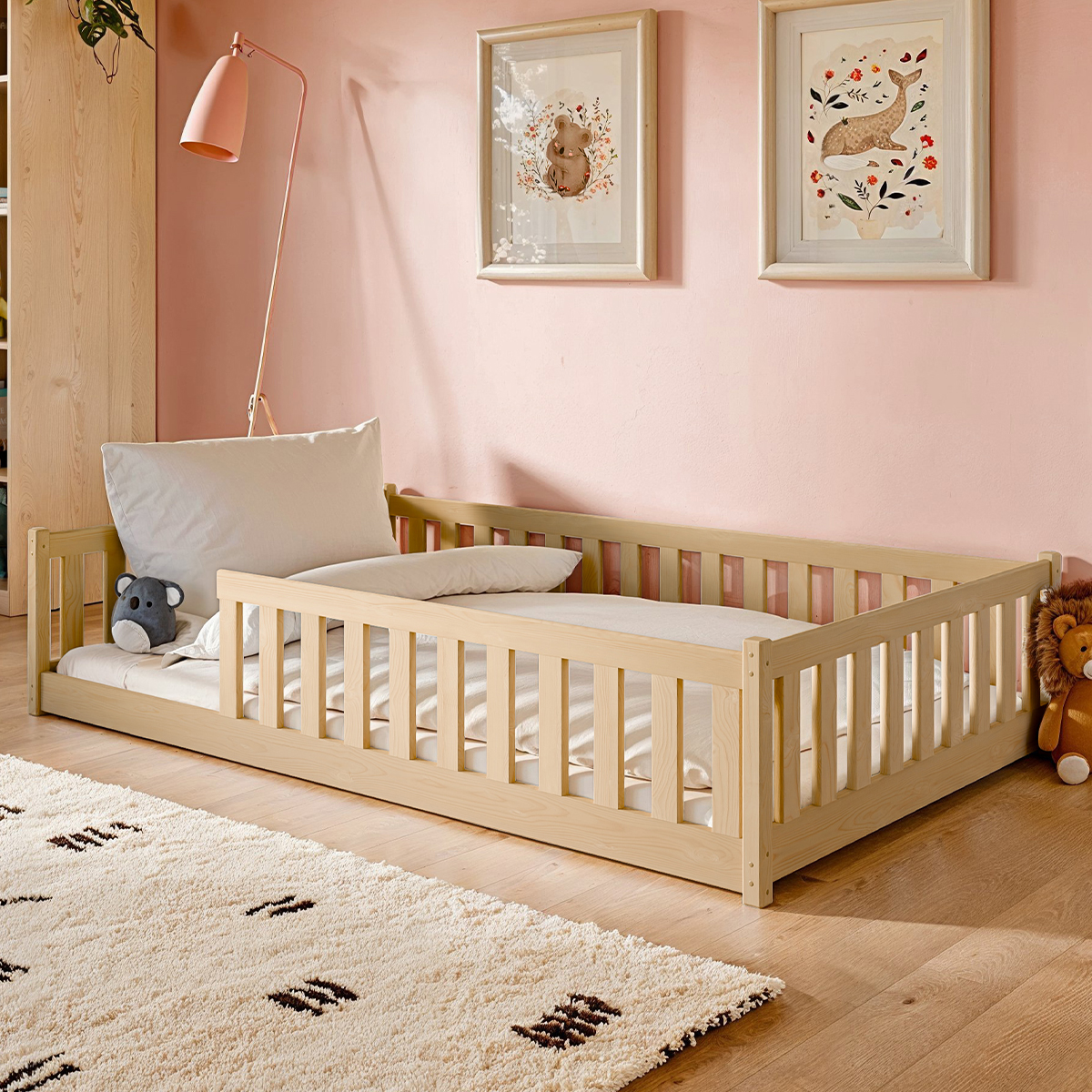 Lit au sol 120x200 sommier inclus Maya Bois