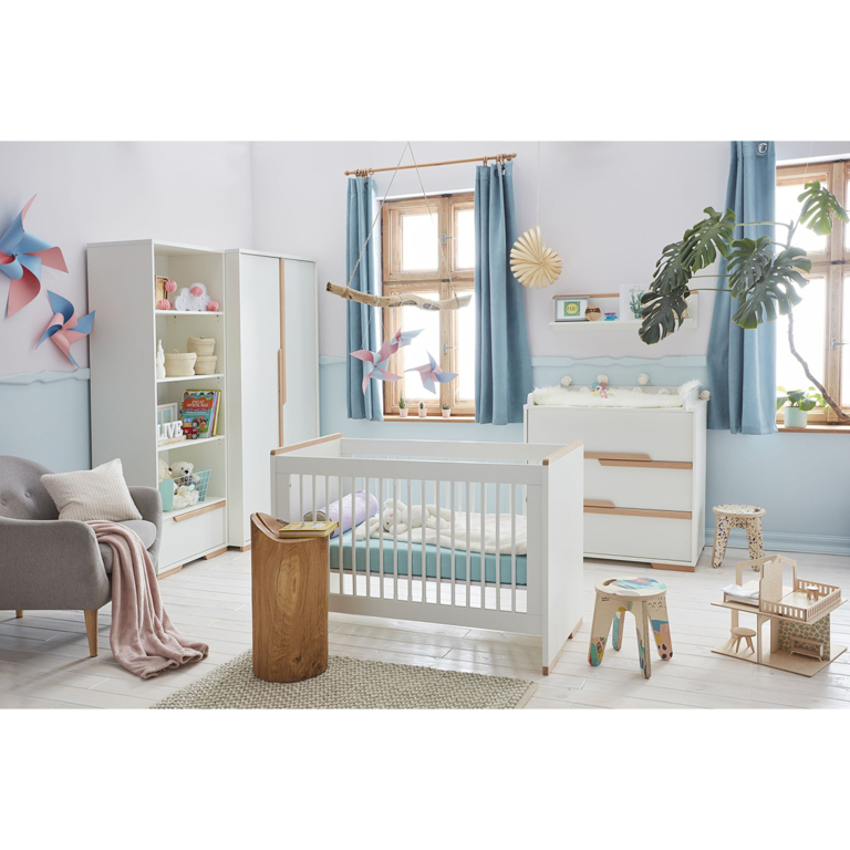 Chambre complète lit bébé - commode à langer - armoire Pinio Snap Blanc et bois