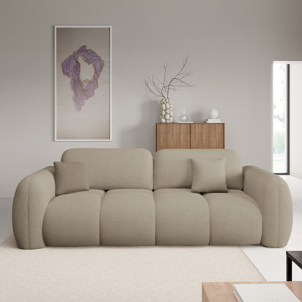 Canapé convertible 3 places avec coffre Livio Beige