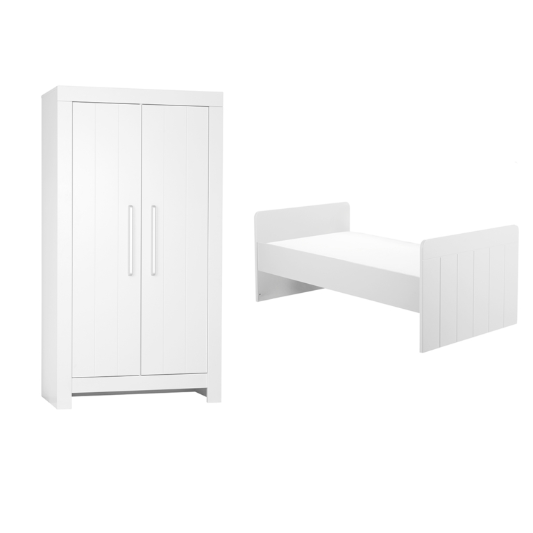 Lit bébé évolutif et Armoire Pinio Calmo Blanc