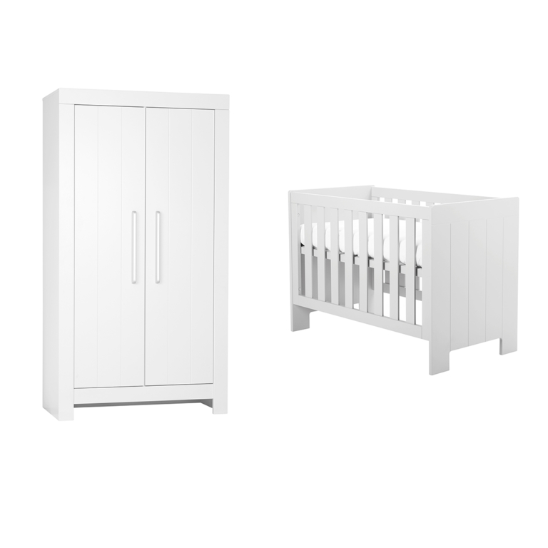 Lit bébé et Armoire Pinio Calmo Blanc