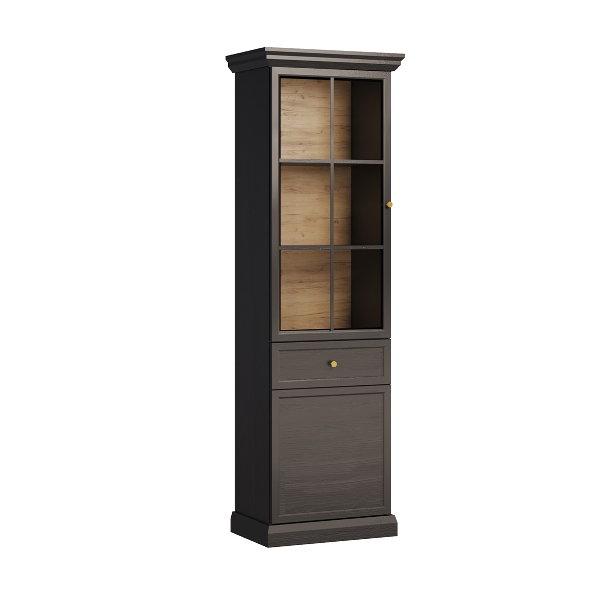 Vitrine 2 portes 1 tiroir Toja Bois anthracite
