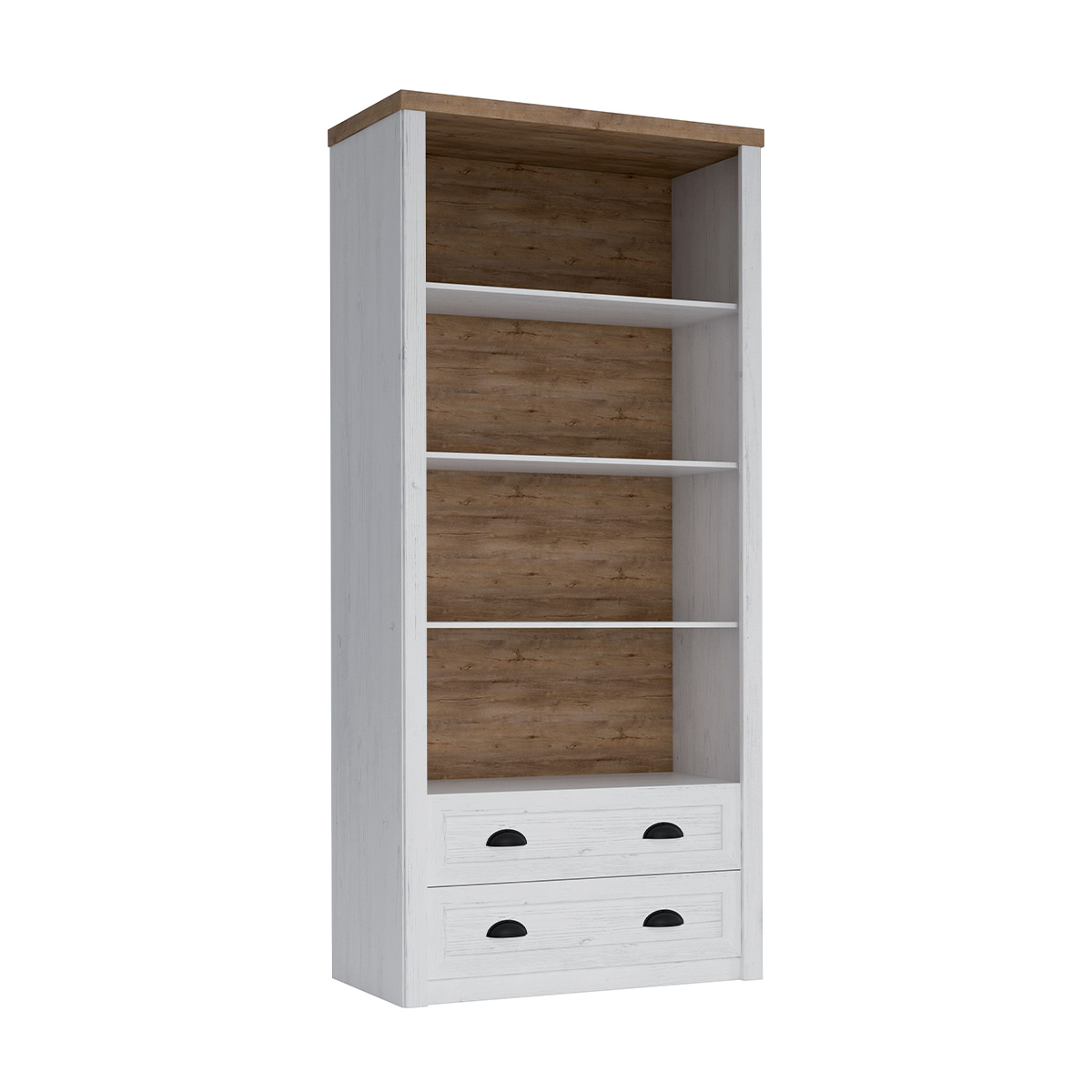 Leandre_blanc_bois_bibliotheque_2tiroirs_1