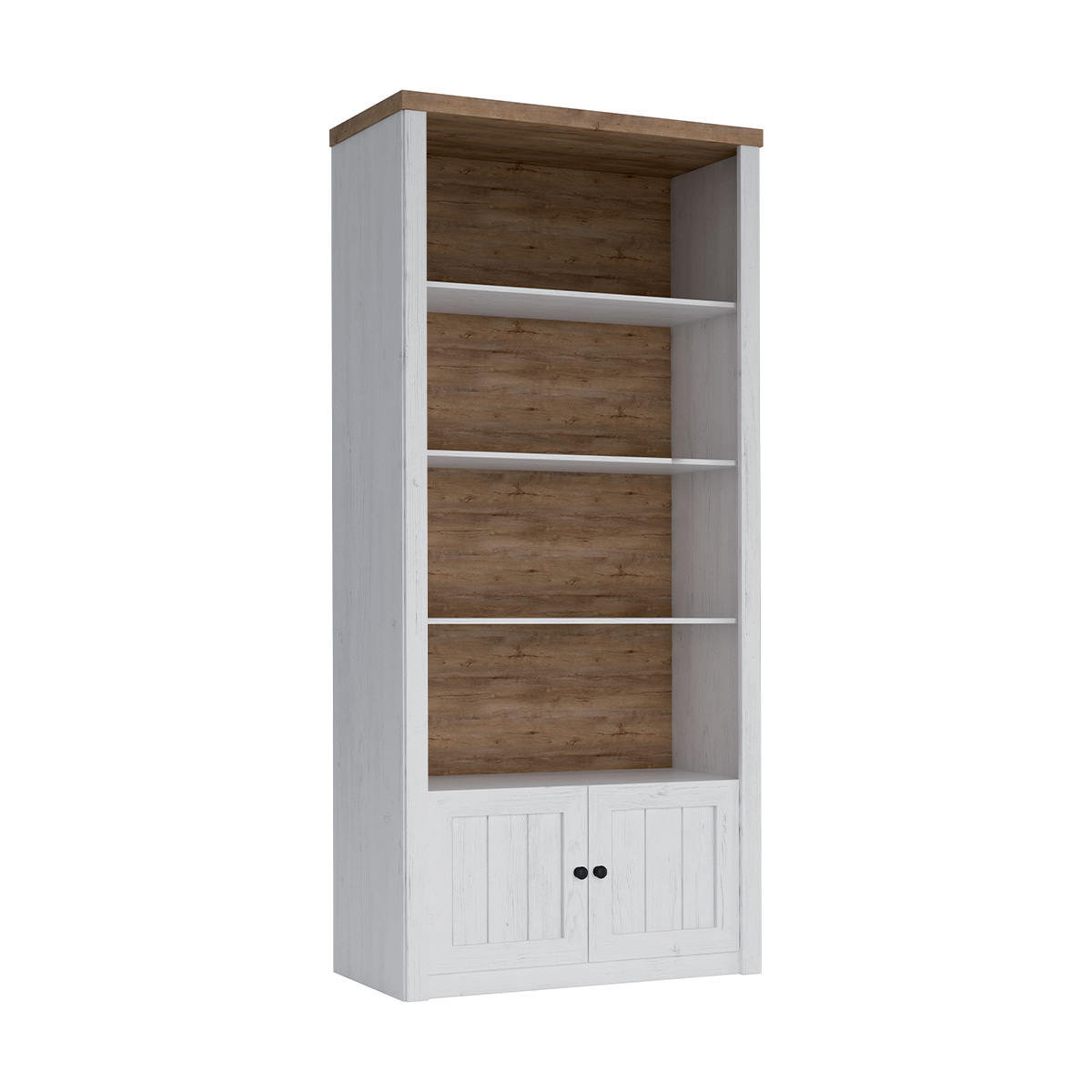 Bibliothèque 2 portes Léandre Blanc et Bois