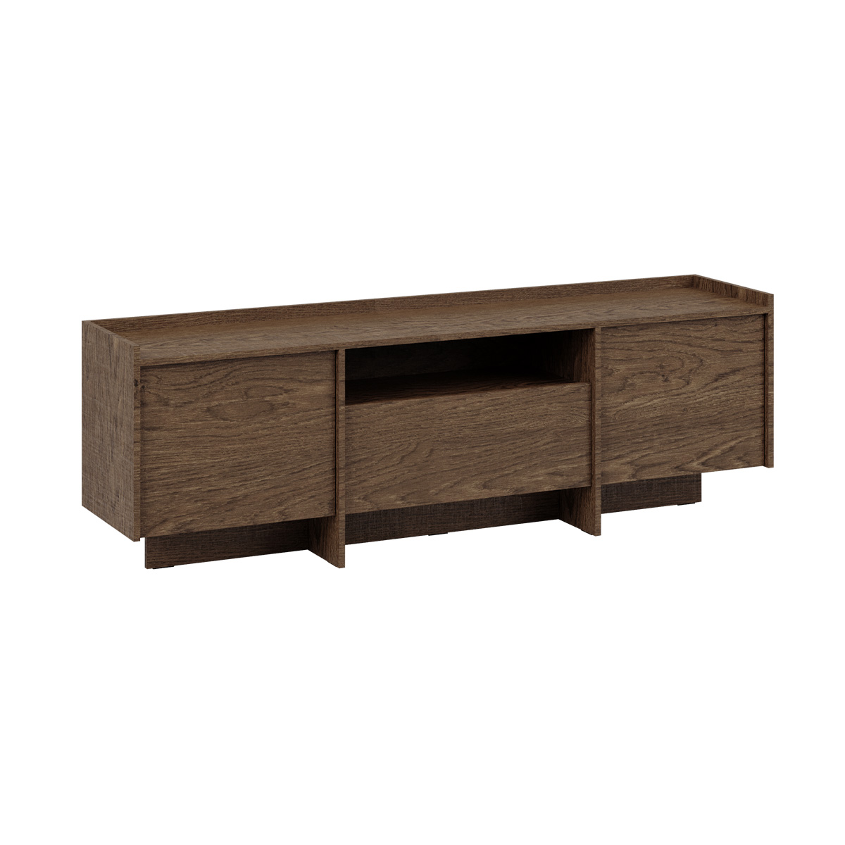 Meuble TV 2 portes 175 cm Japandi Bois foncé