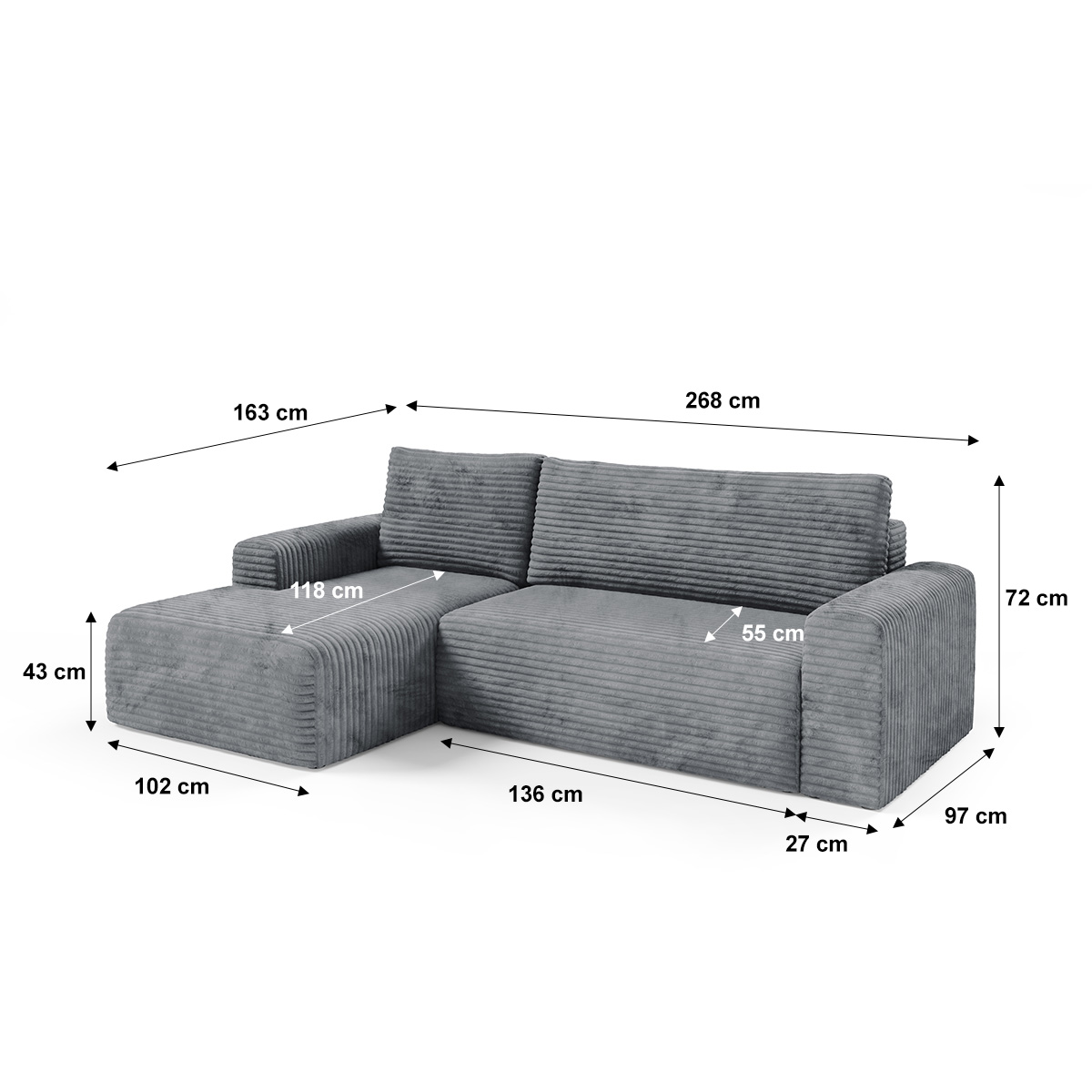 Petits-Meubles_Canapé_dangle_gauche_convertible_3_places_avec_coffre_Romeo_Gris_foncé_8