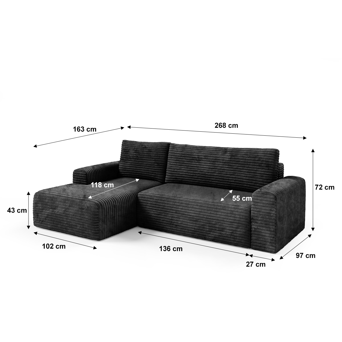 Petits-Meubles_Canapé_dangle_gauche_convertible_3_places_avec_coffre_Romeo_Noir_8