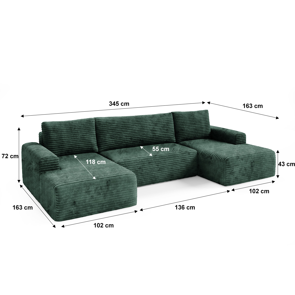 Petits-Meubles_Canapé_en_U_5_places_convertible_avec_coffre_Romeo_Vert_sapin_8
