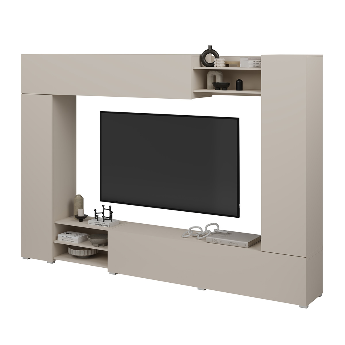 Meuble TV 4 portes 3 niches 270 cm Lya Cachemire