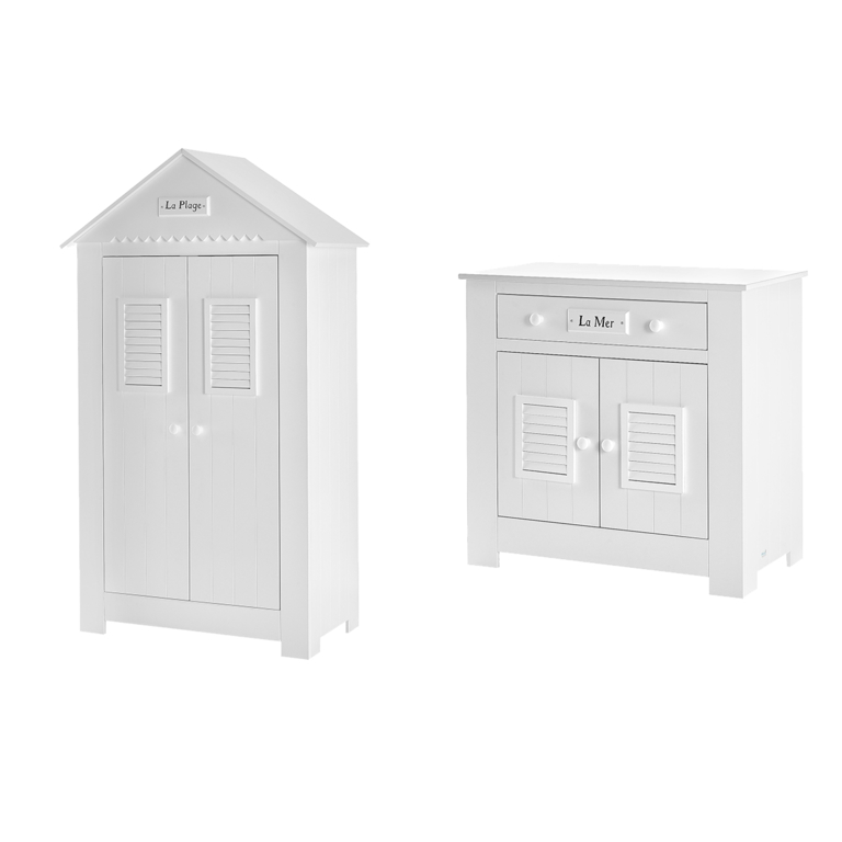 Commode 2 portes et Armoire Pinio Marsylia MDF Blanc