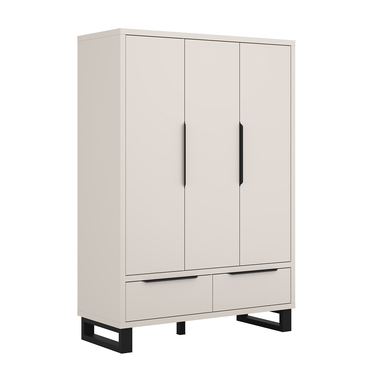 Armoire 3 portes 2 tiroirs Eden Cachemire et Noir