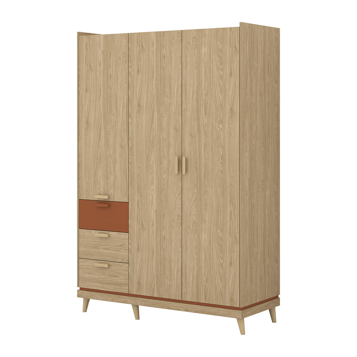 Armoire 3 portes 3 tiroirs Sandy Bois
