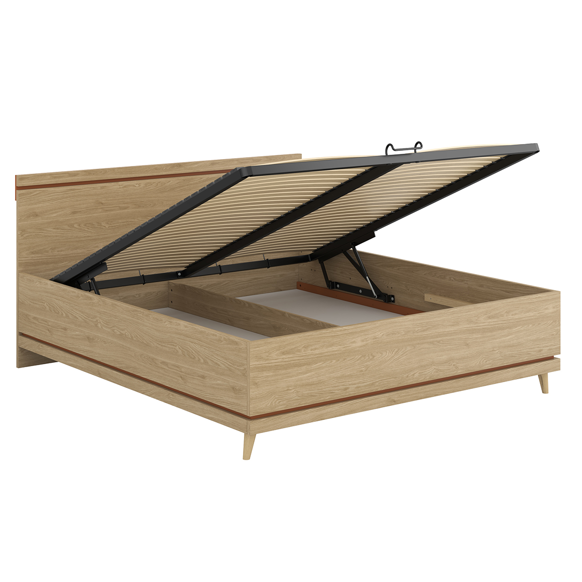 Lit coffre 180x200 sommier inclus Sandy Bois