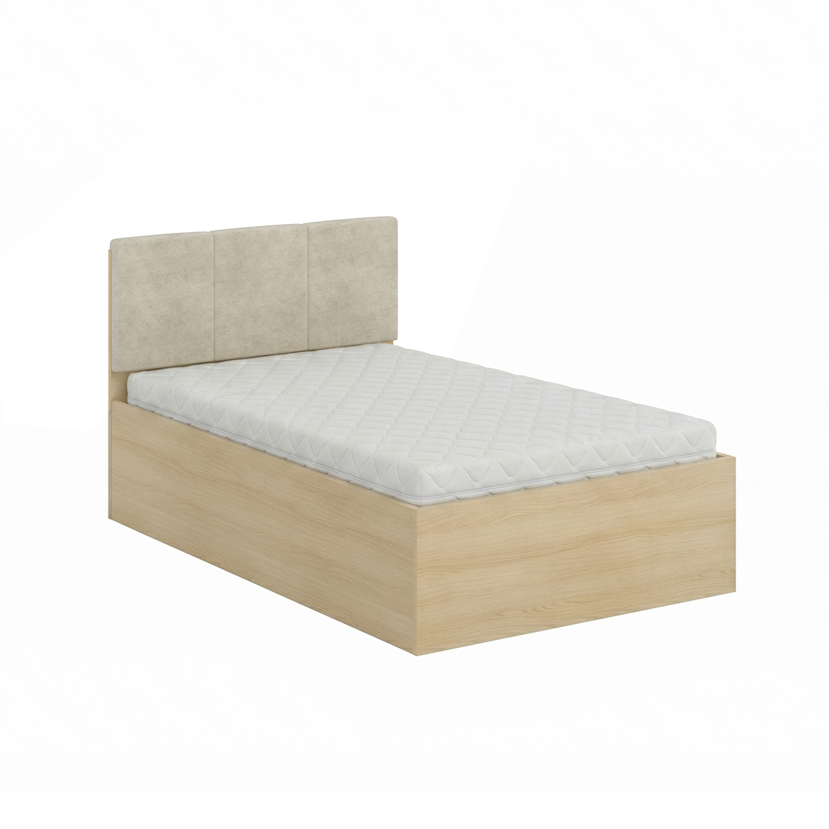 Lit 120x200 sommier inclus Téana Bois et Beige