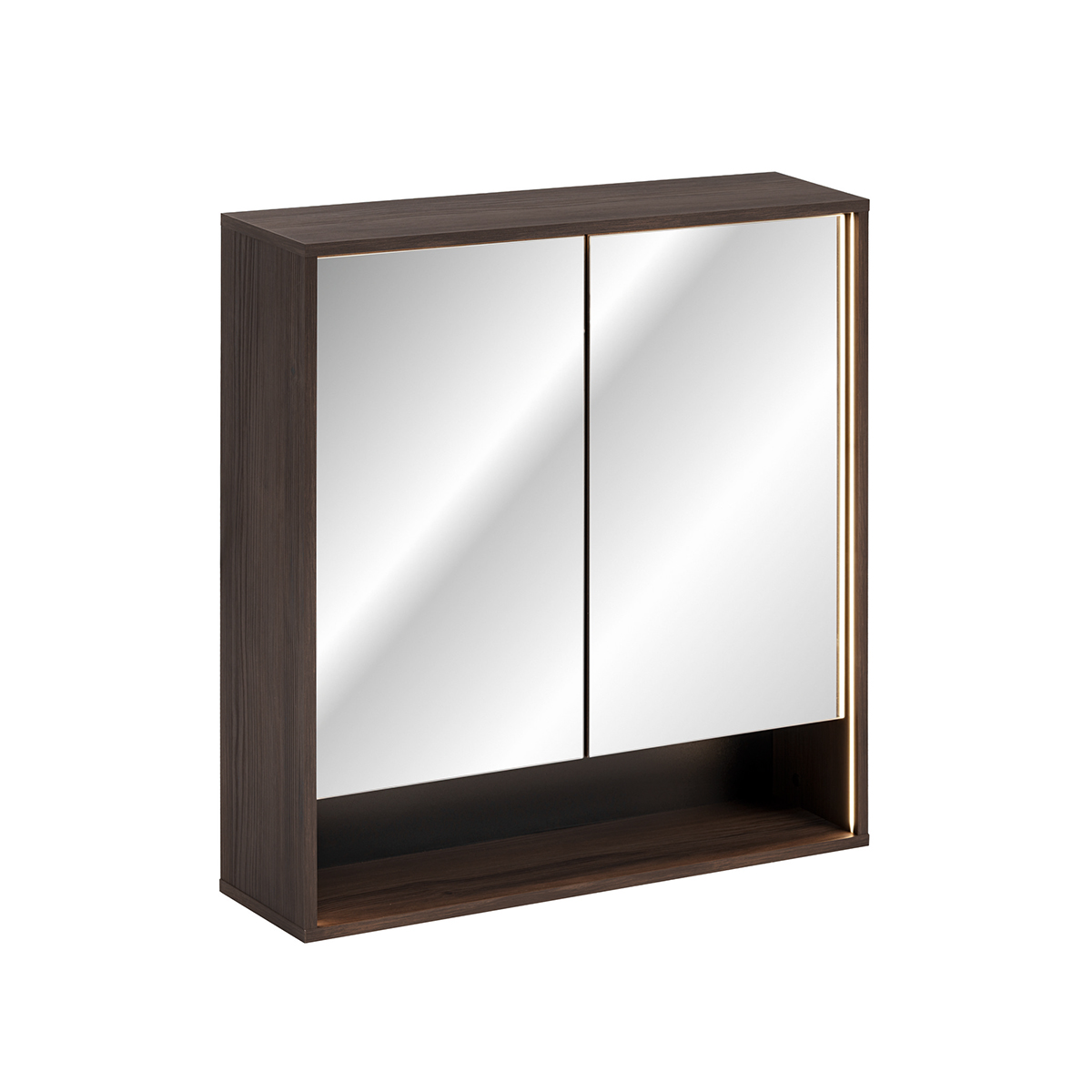 Miroir armoire murale 2 portes 80cm Moka Bois foncé