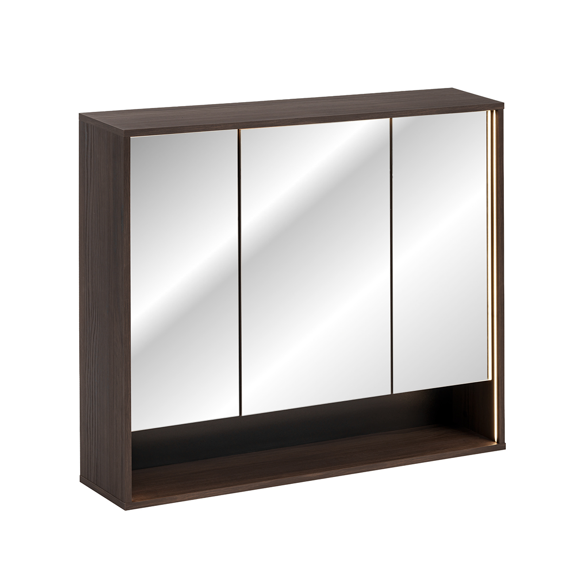 Miroir armoire murale 3 portes 100cm Moka Bois foncé